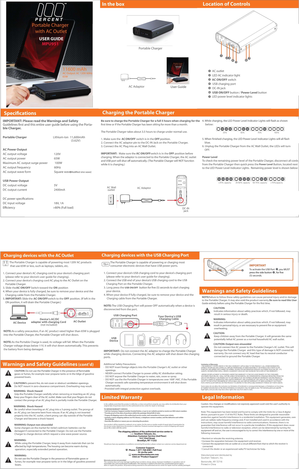 100 Percent MPU951 User Manual