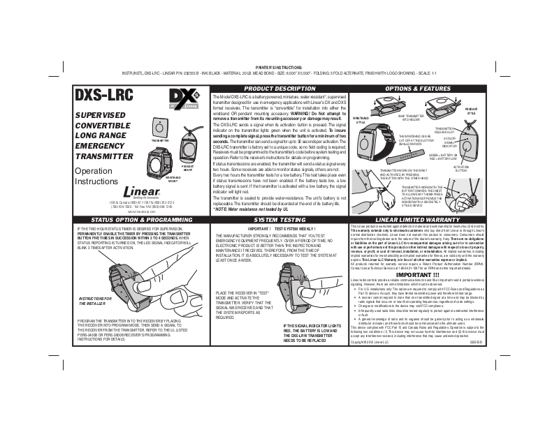 Linear DXS-LRC Long-Range Convertible Transmitter