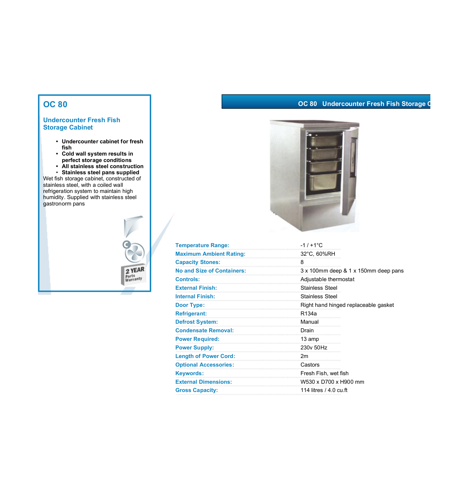 Valera OC 80 DATASHEET