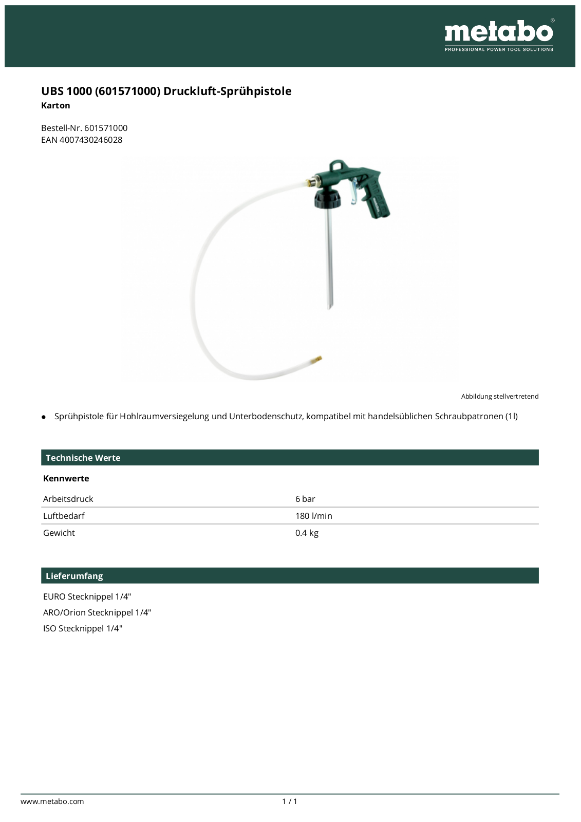 Metabo UBS 1000 User Manual