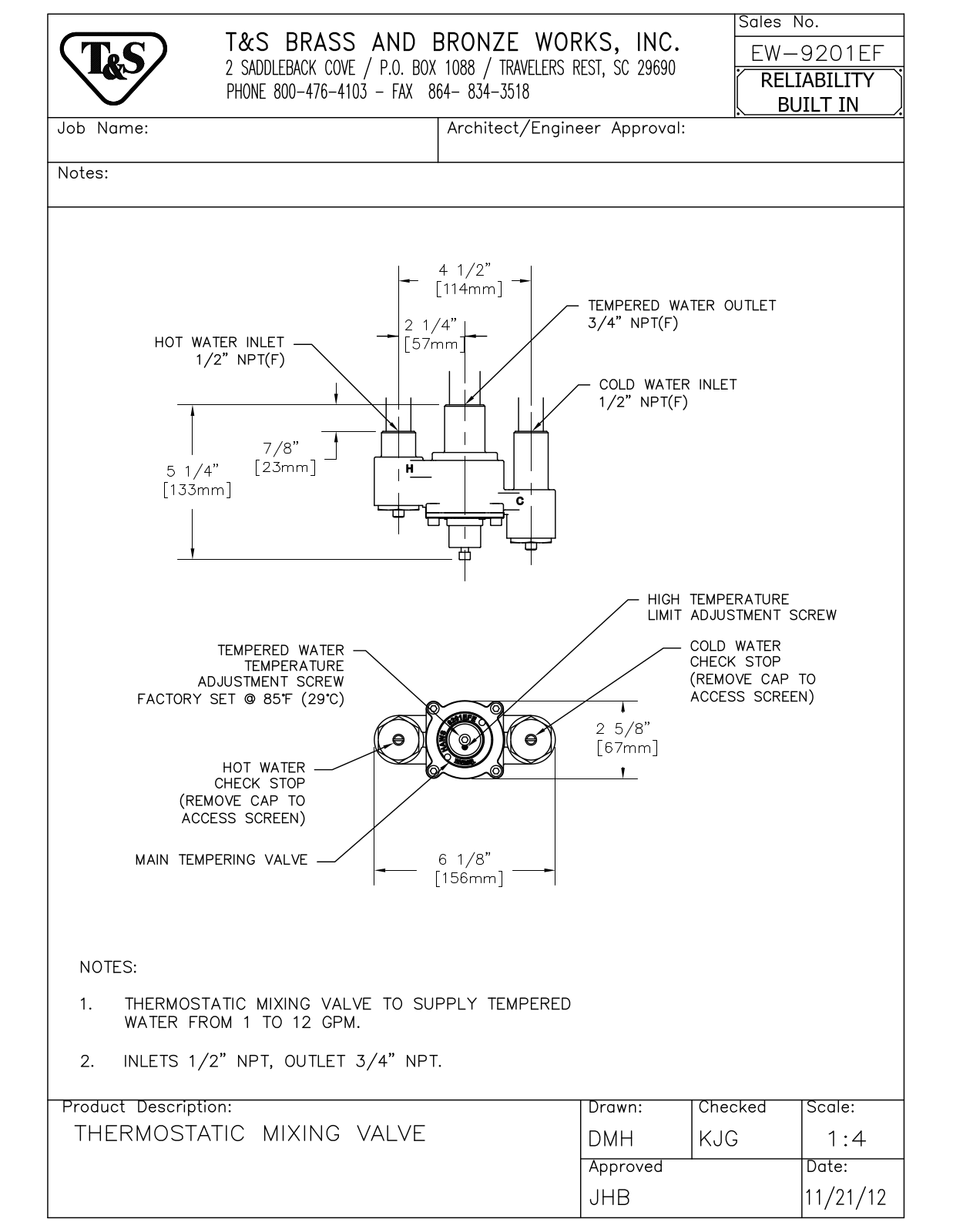 T&S Brass EW-9201EF User Manual