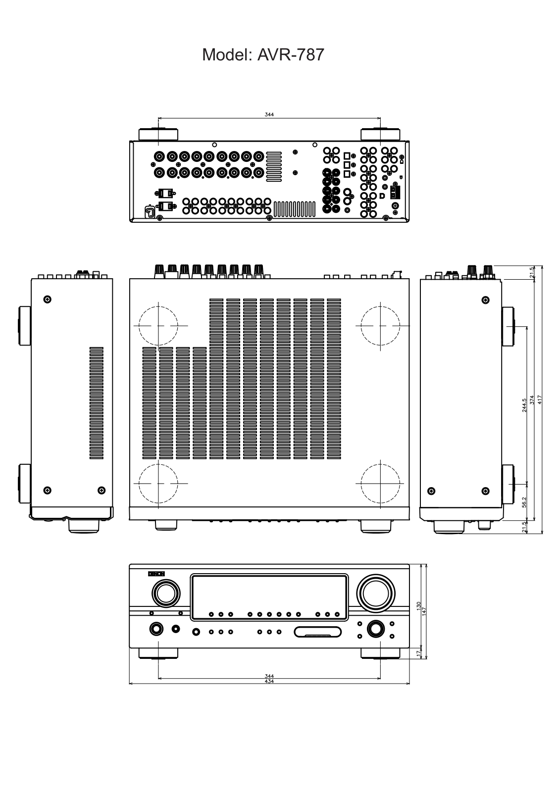 Denon AVR 787 - AV Receiver, AVR-787 Dimensions