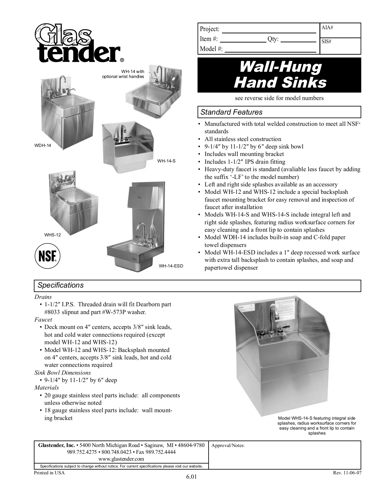 Glastender WHS-14-S User Manual