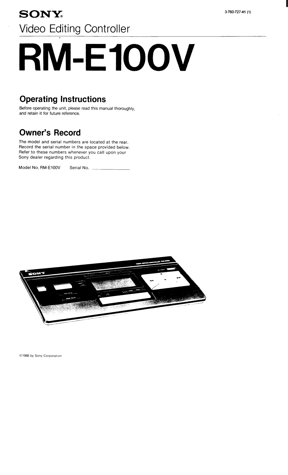 Sony RM-E100V Operating Manual