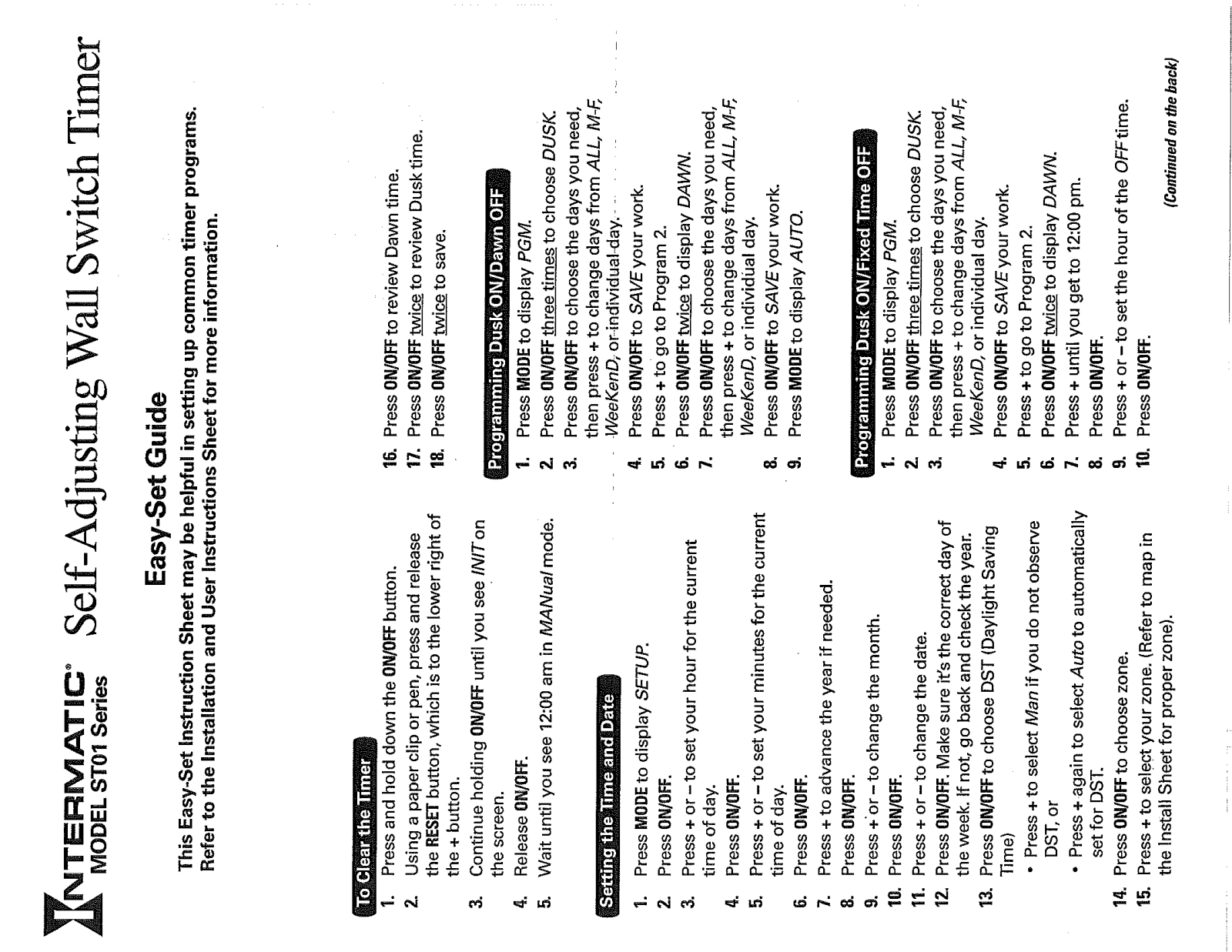 Intermatic ST01C User Manual