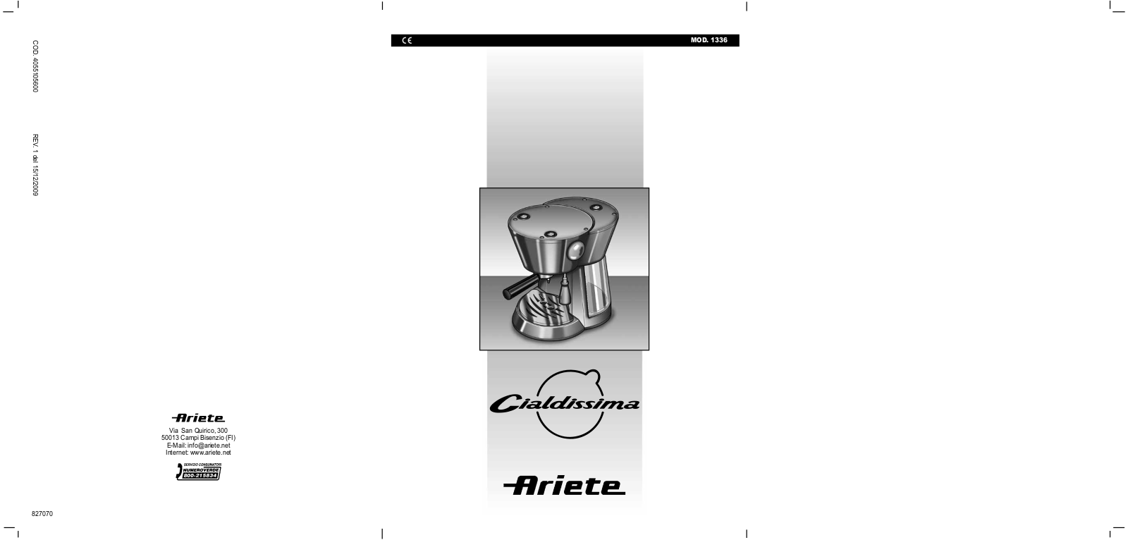 Ariete 1336 User guide - ManualMachine.com