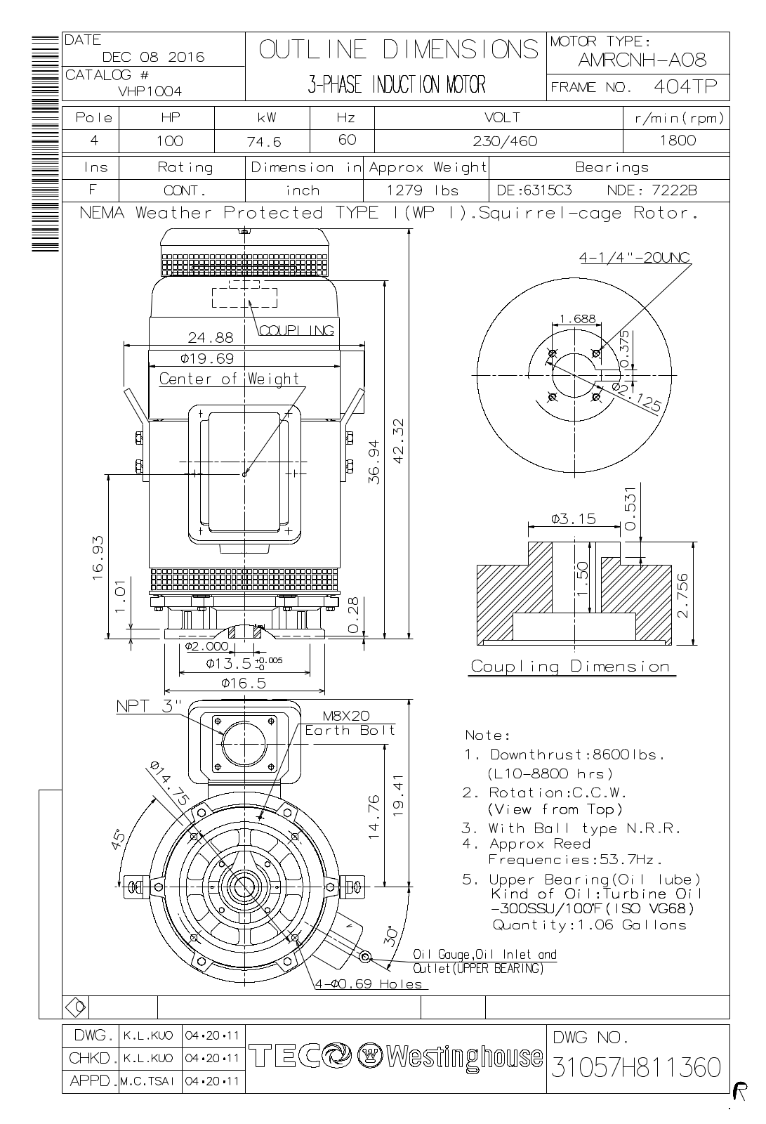 Teco VHP1004 Reference Drawing