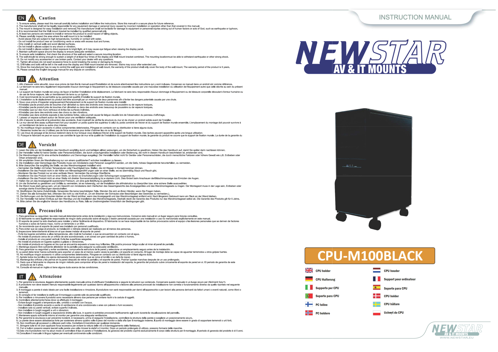 Newstar CPU-M100BLACK User Manual