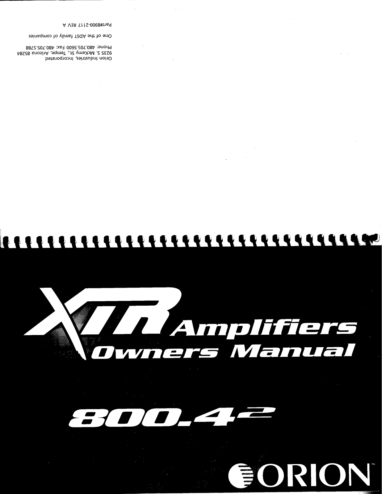 Orion Car Audio XTR 800.4-2 User Manual