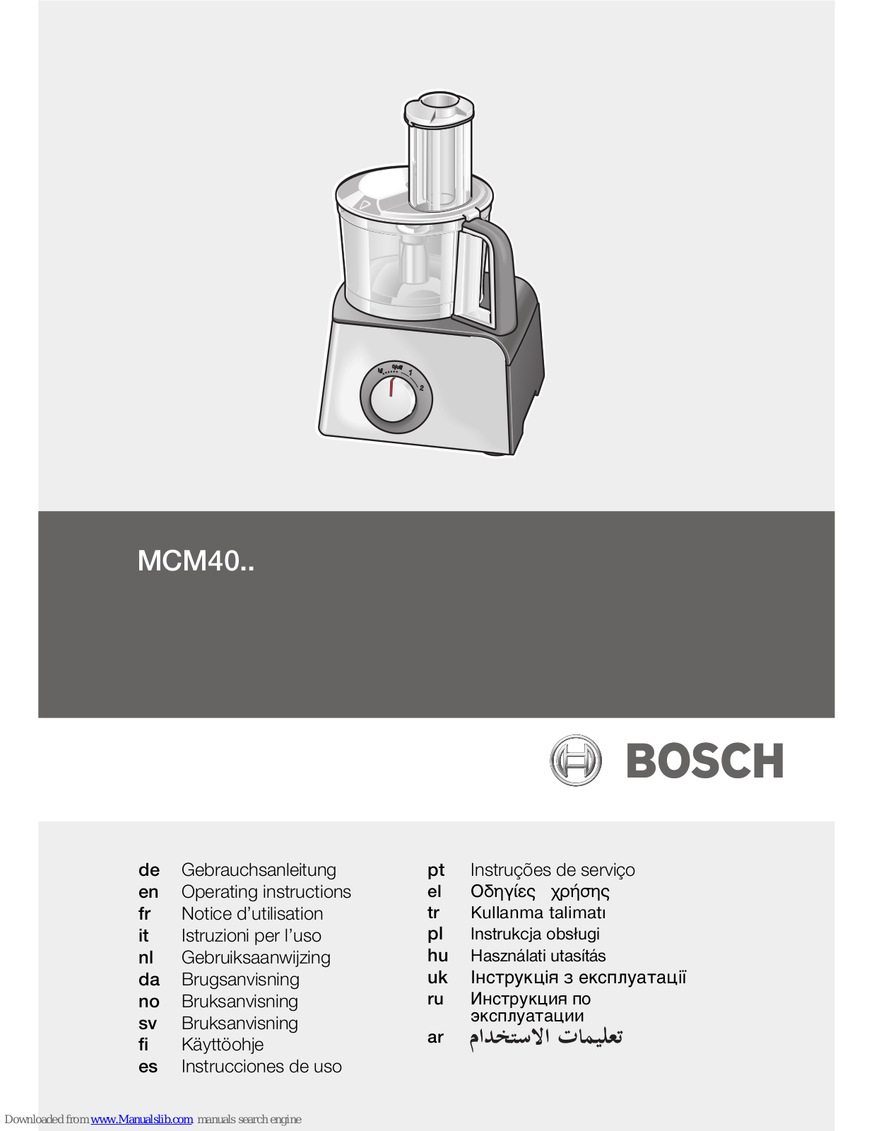 Bosch MCM40 SERIES Operating Instructions Manual