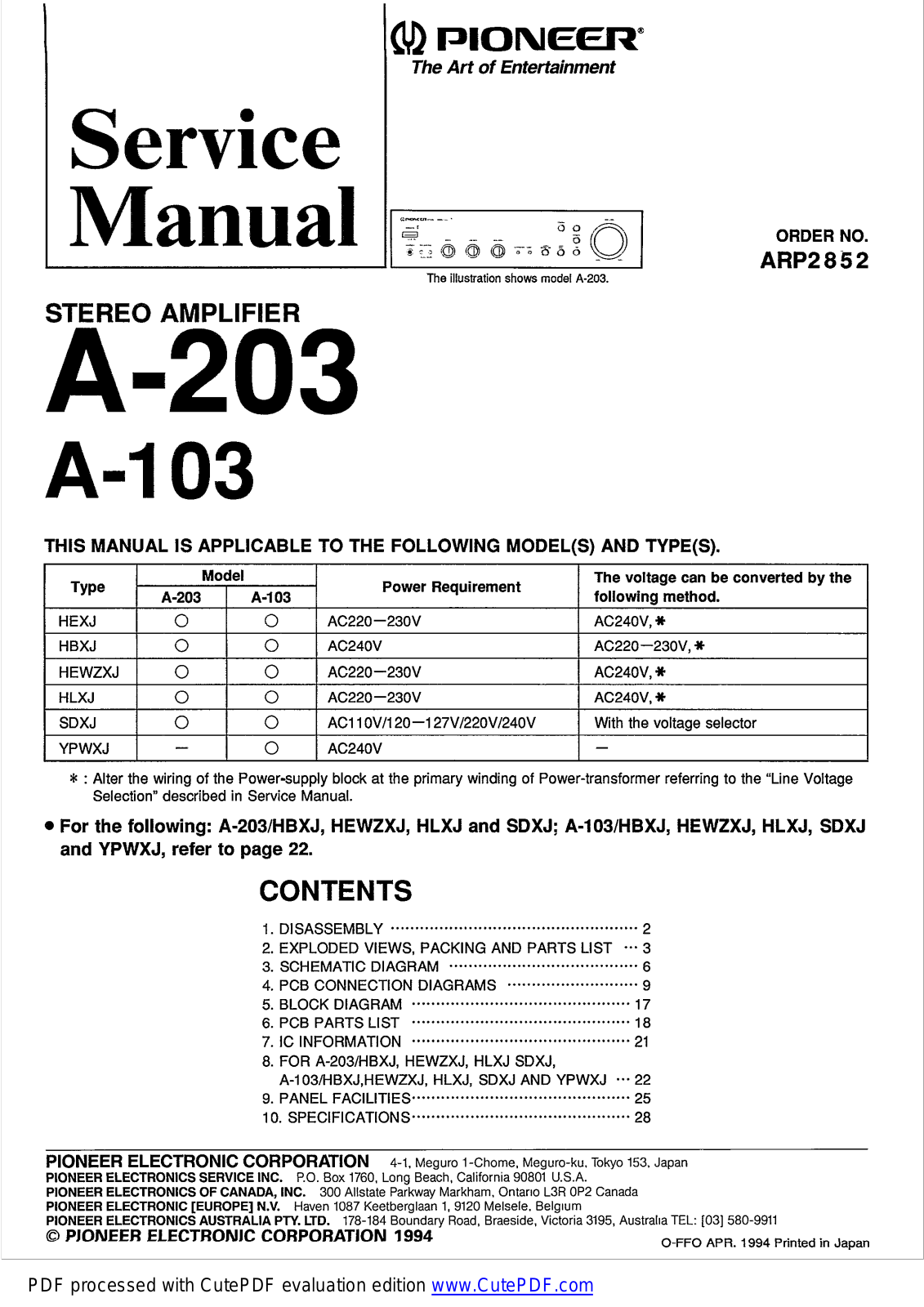 Pioneer A-203 User Manual