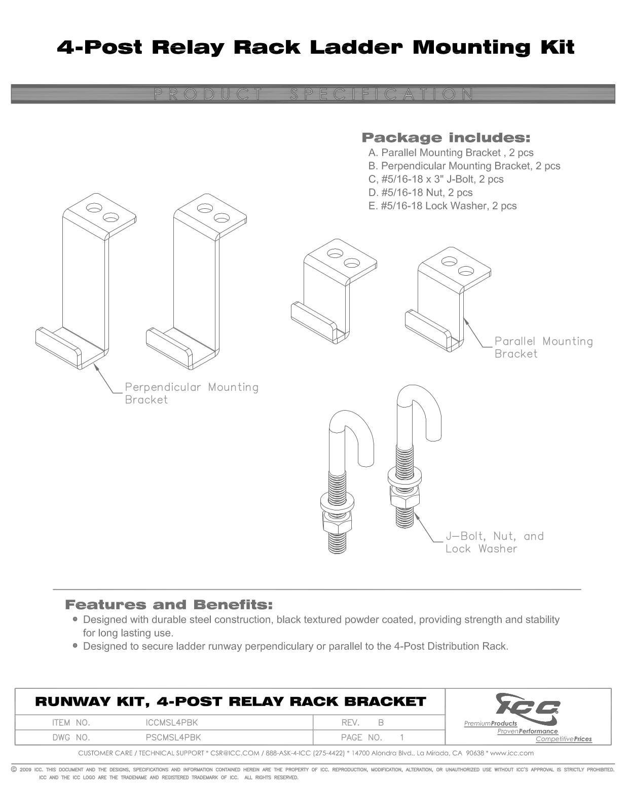 ICC ICCMSL4PBK Specsheet