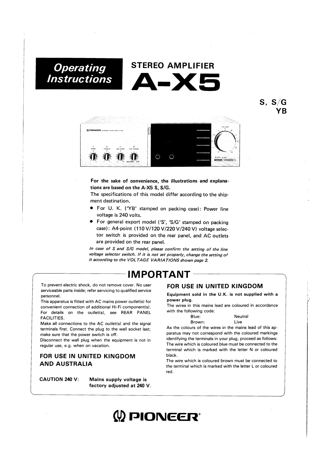 Pioneer A-X5 User Manual