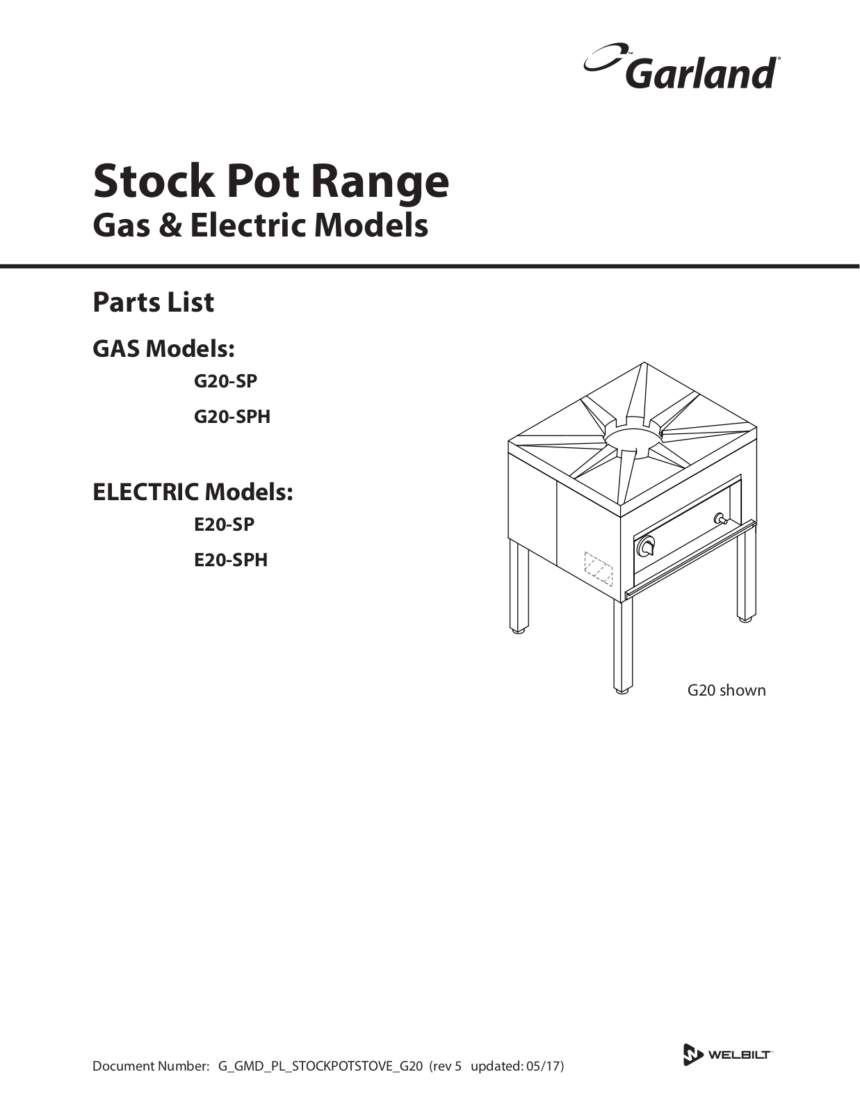 Garland E20-SP Parts Manual