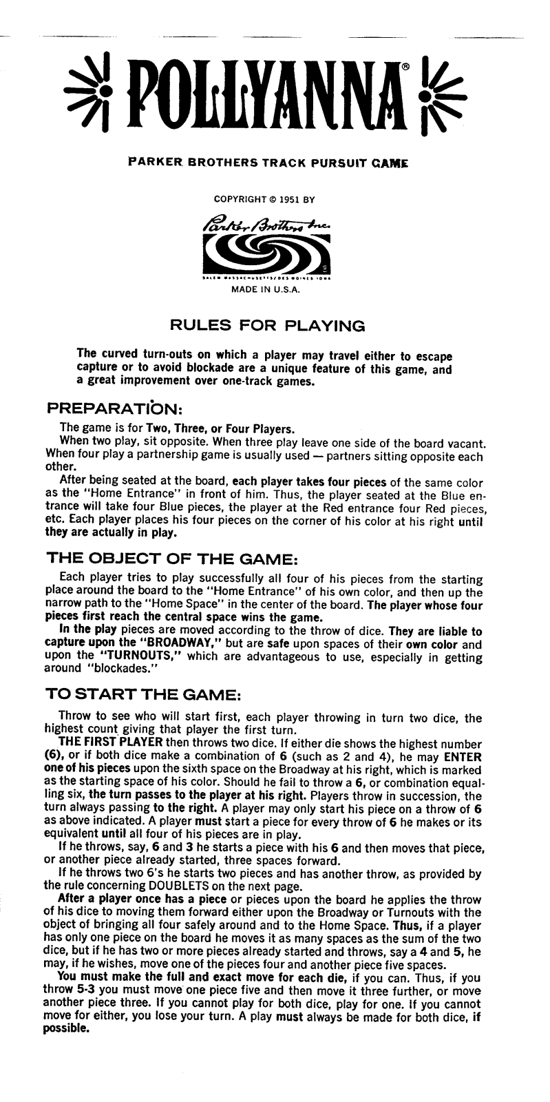 Hasbro POLLYANNA User Manual