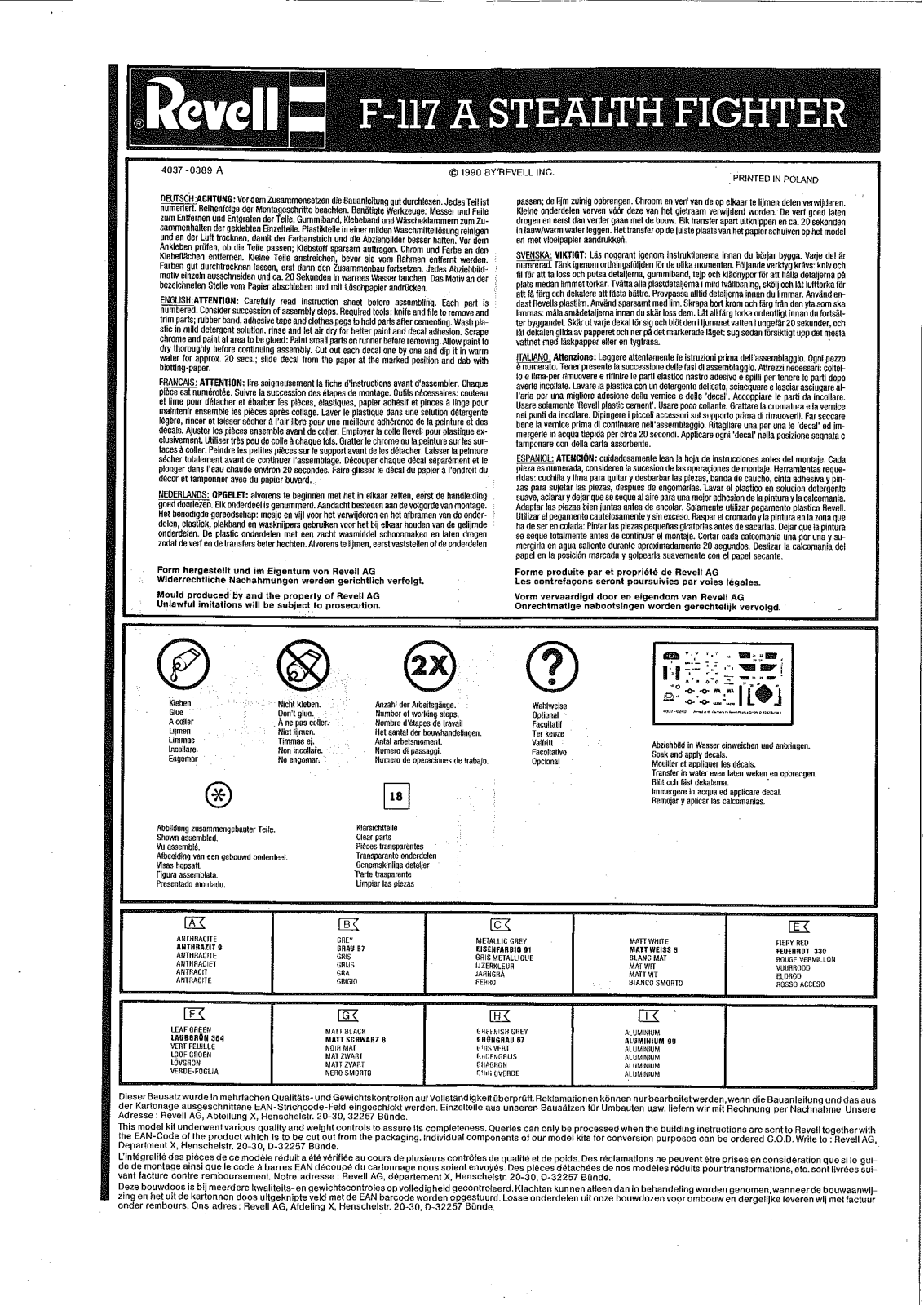 REVELL F-117 Stealth Fighter User Manual