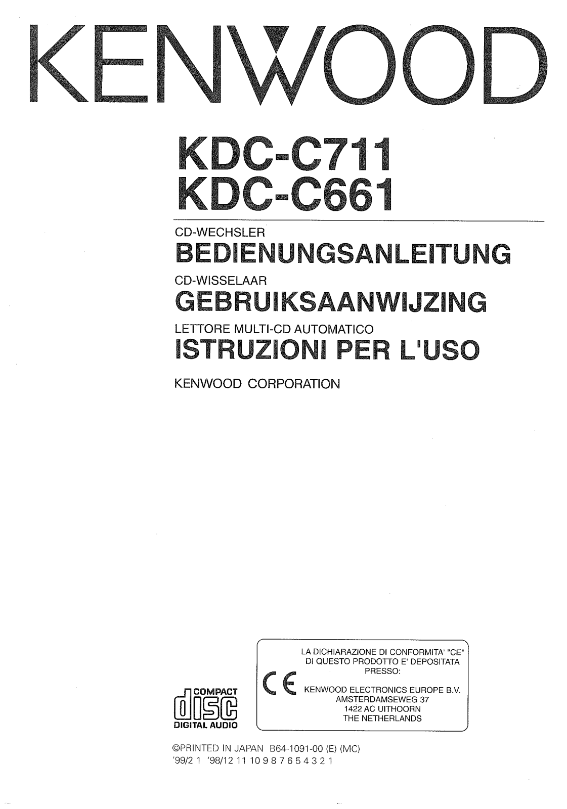 Kenwood KDC-C711 User's Manual