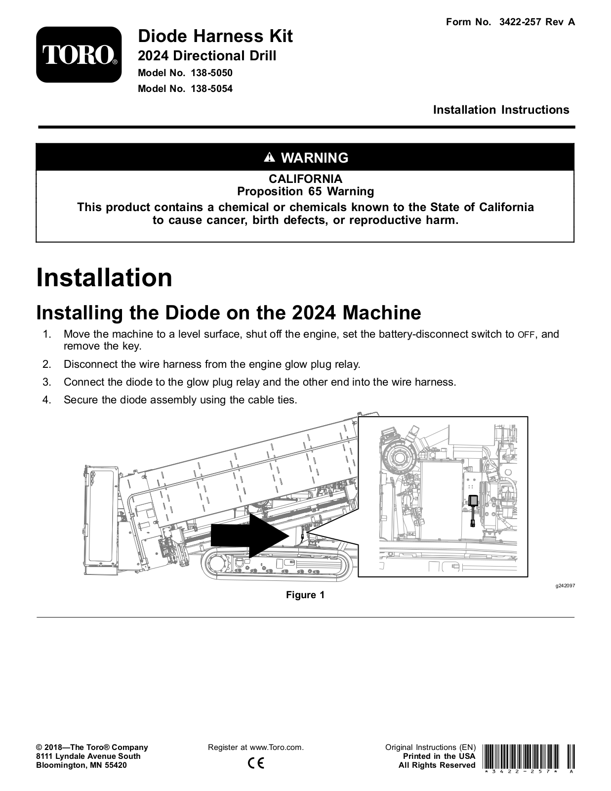 Toro 138-5050, 138-5054 Installation Instructions