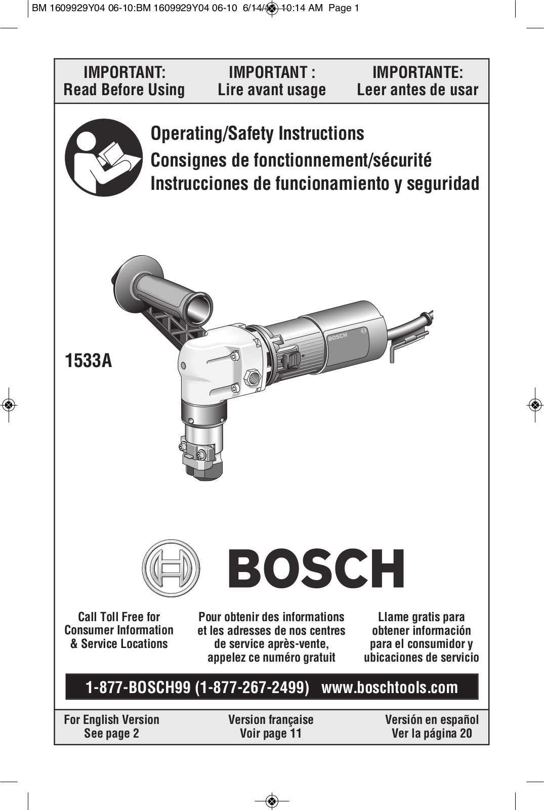 Bosch Power Tools 1533A User Manual