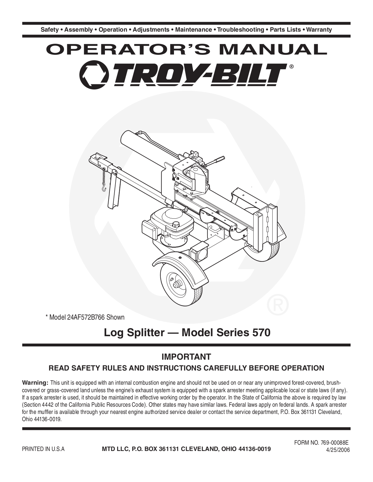 Troy-Bilt 570 User Manual