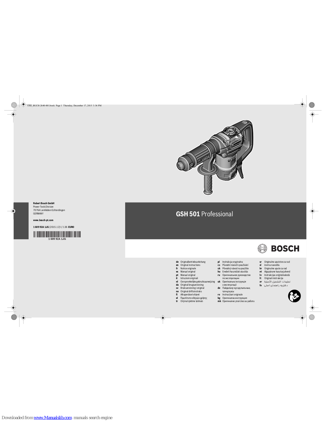 Bosch GSH 501 Professional Original Instructions Manual