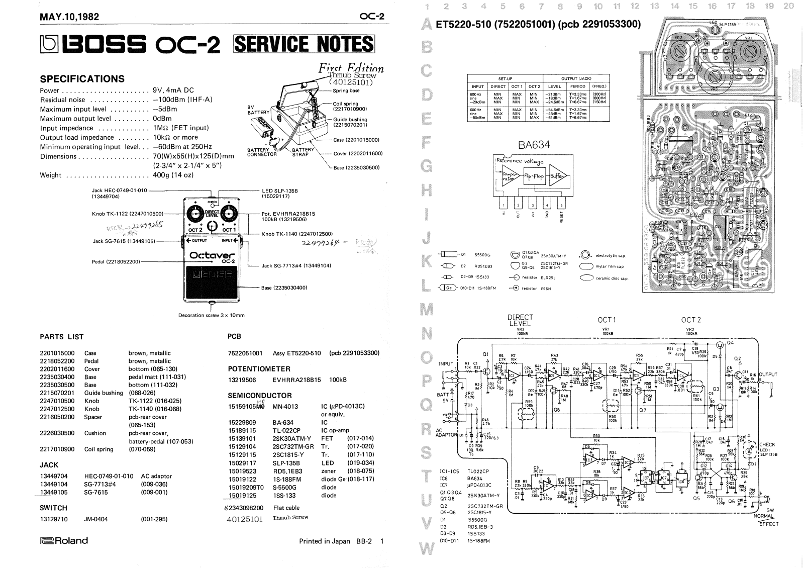 Boss OC-2 Schematic