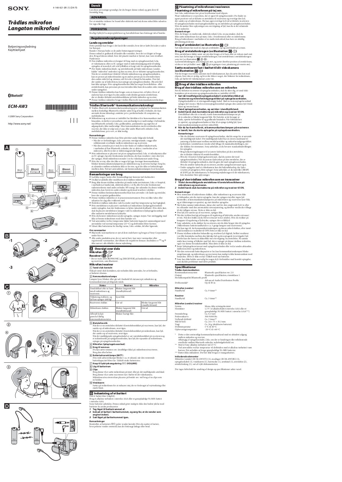 Sony ECM-AW3 User Manual