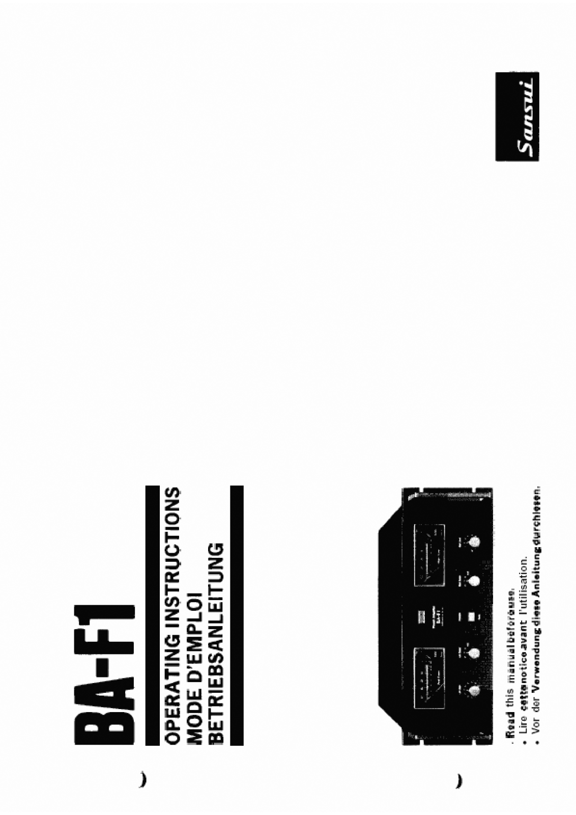 Sansui 20-BAF-1, BAF-1 Owners manual