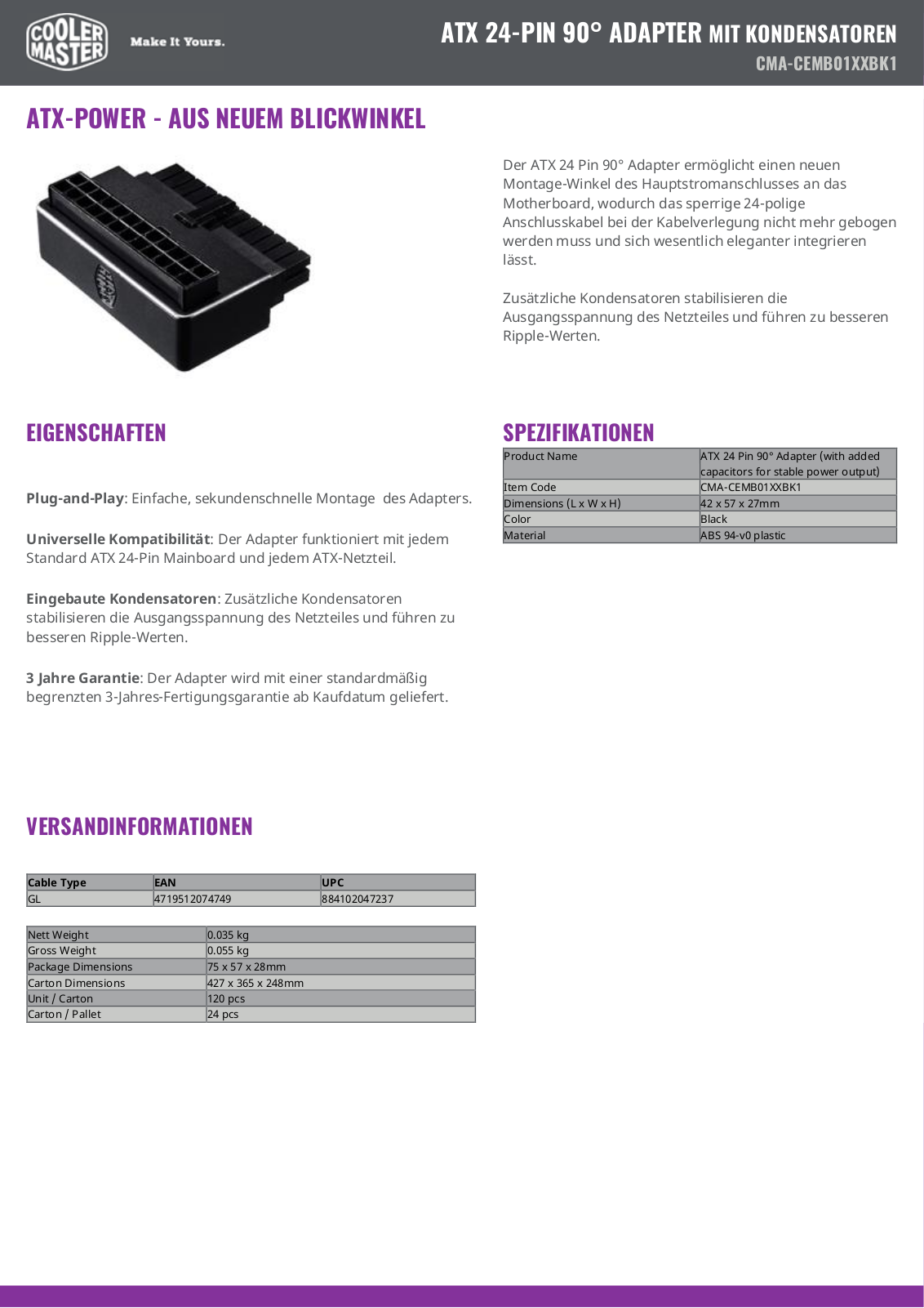 Cooler Master CMA-CEMB01XXBK1 User Manual