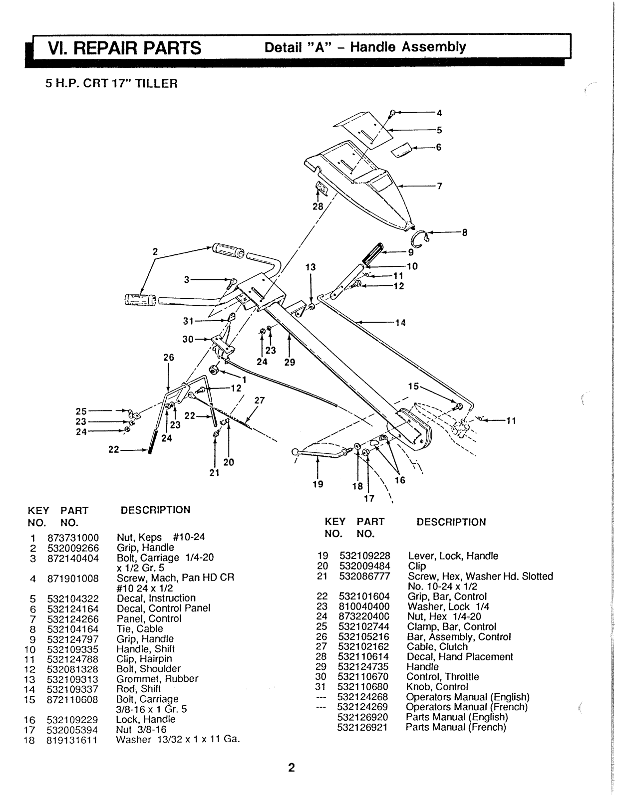 AYP CRT50-954000031 Parts List