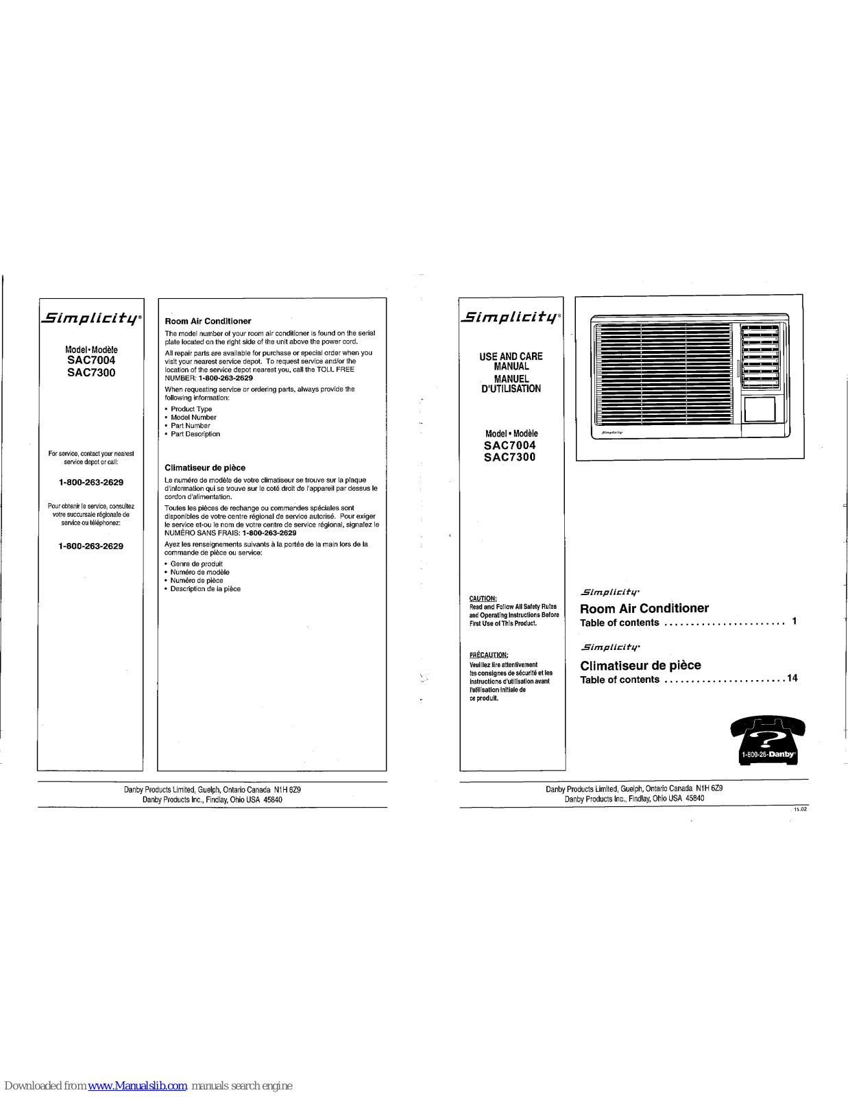 Simplicity SAC7004, SAC7300 User Manual