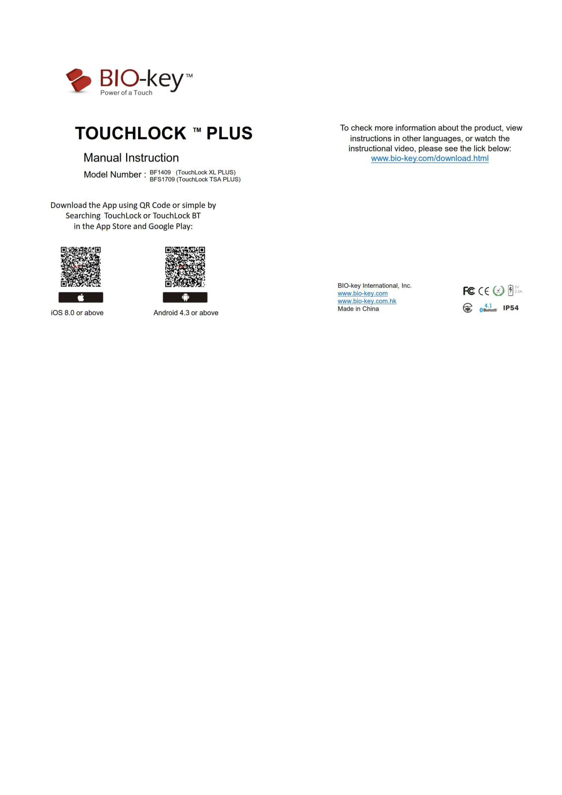 BIO key BFS1709 User Manual