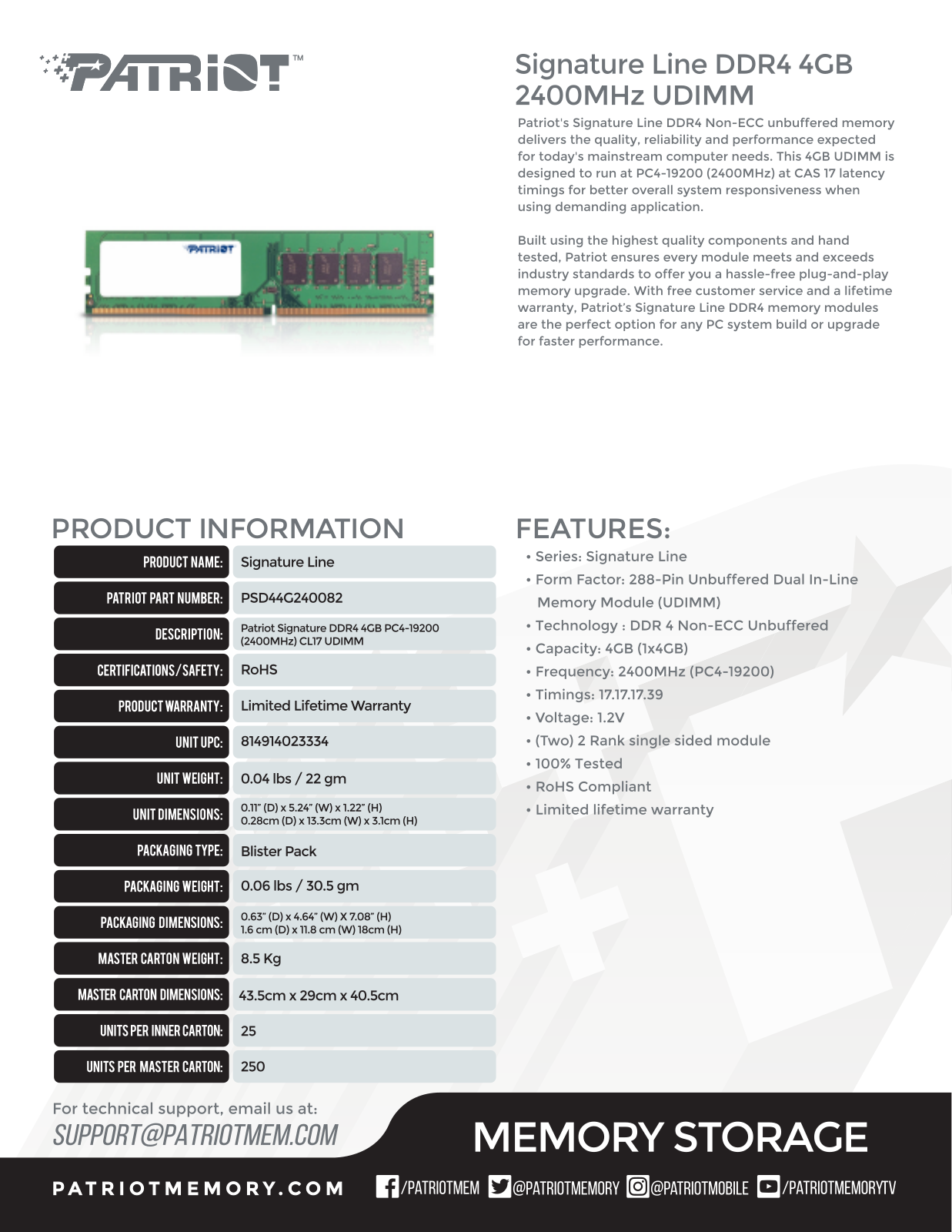 Patriot PSD44G240082 User Manual