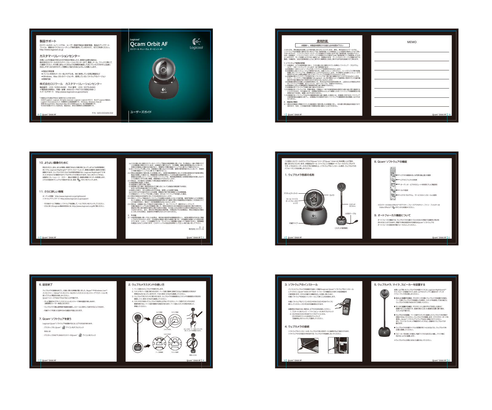 Logitech SPHERE AF QUICK START GUIDE