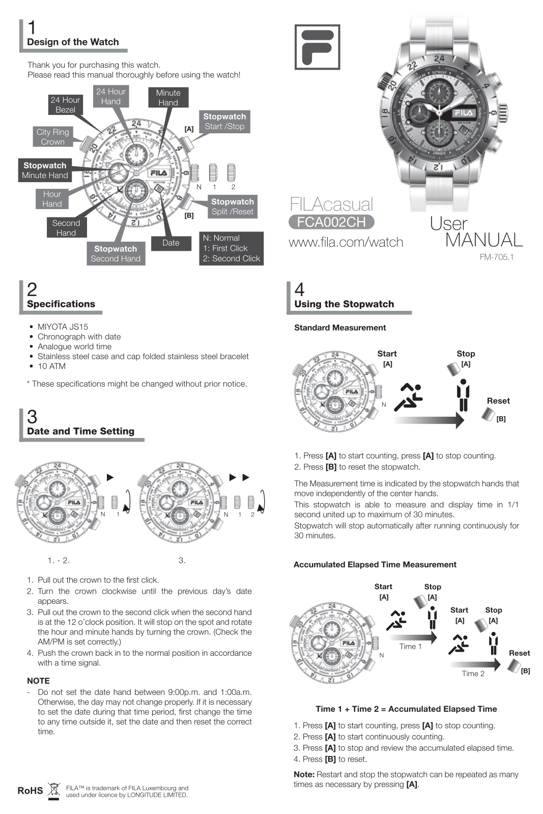 FILA fca002ch User Manual