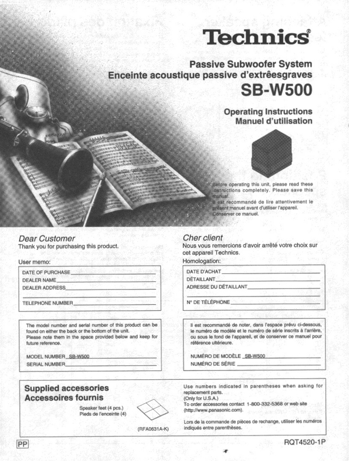 Panasonic SBW-500 Owners manual