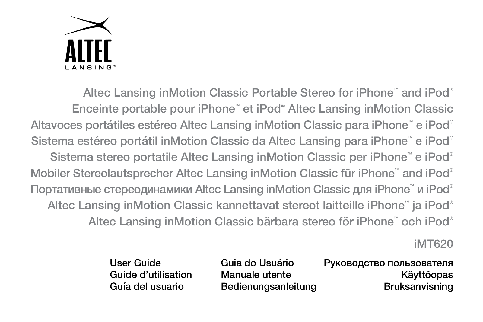 ALTEC LANSING iMT620 User Manual