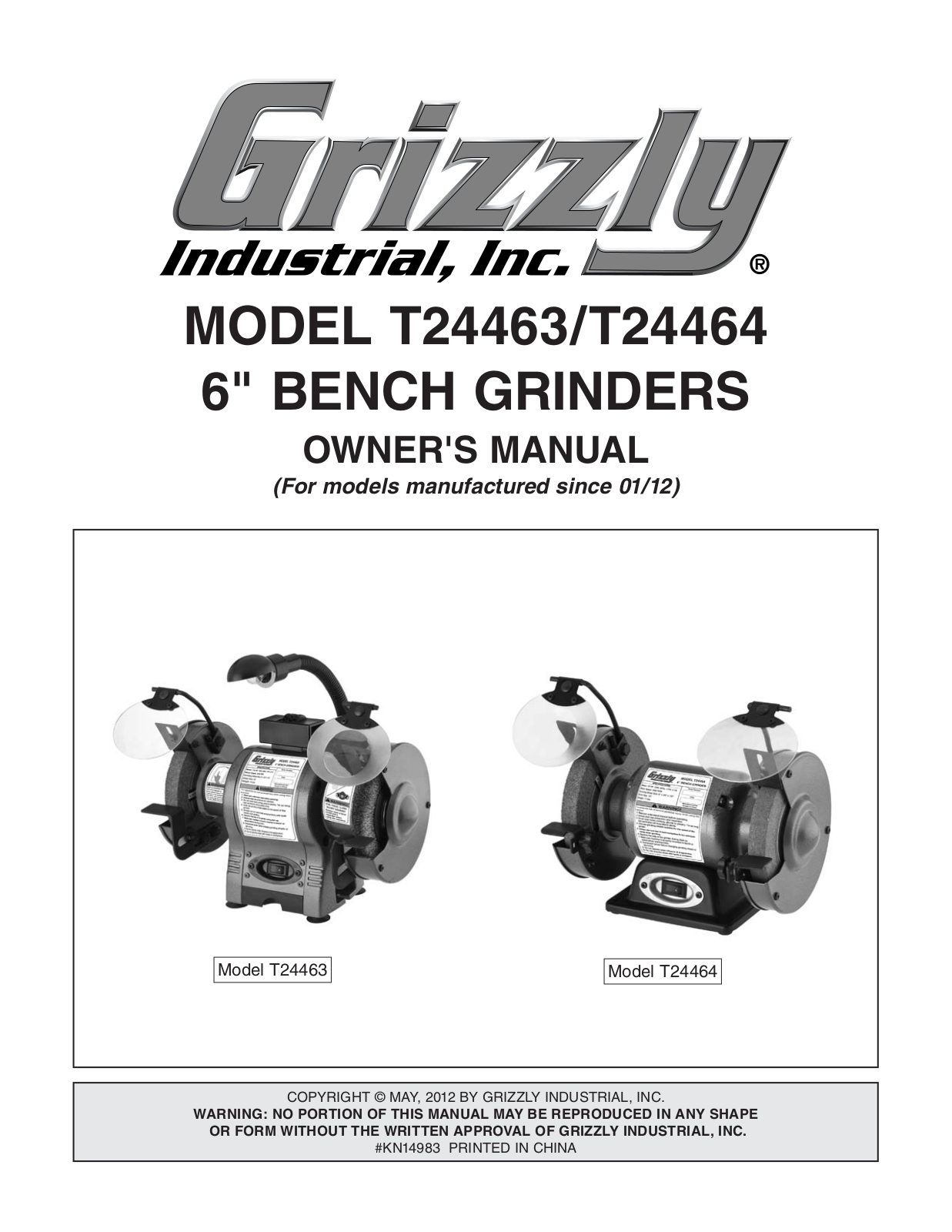 Grizzly T24464, T24463 User Manual