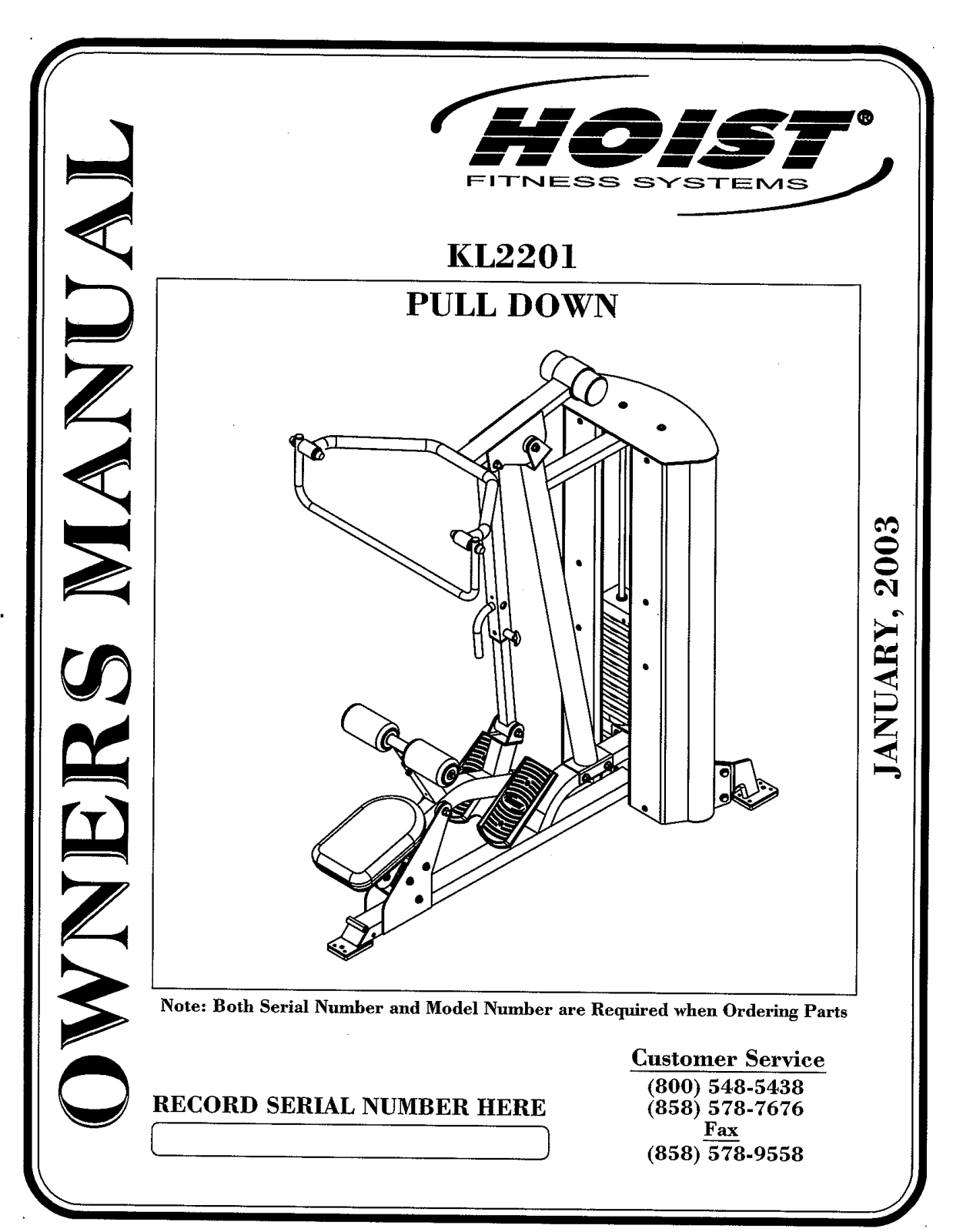 Hoist Fitness KL2201 User Manual