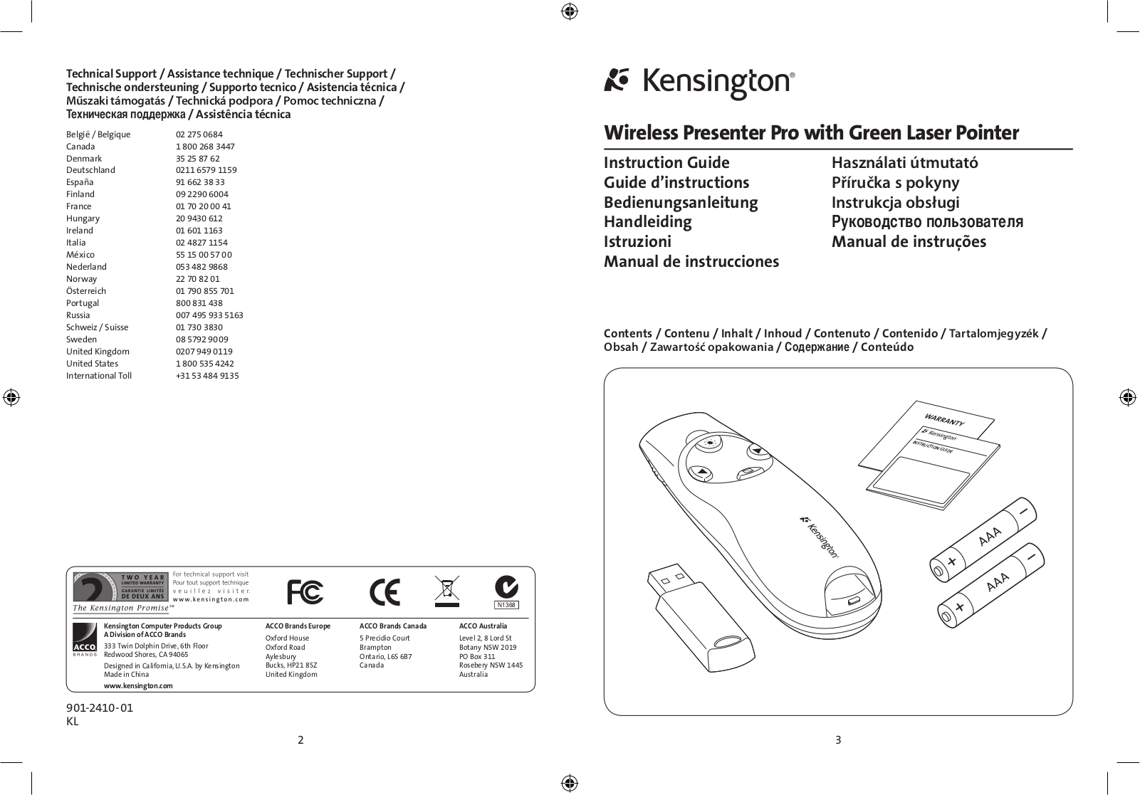 Kensington Wireless Presenter Pro Instruction Manual