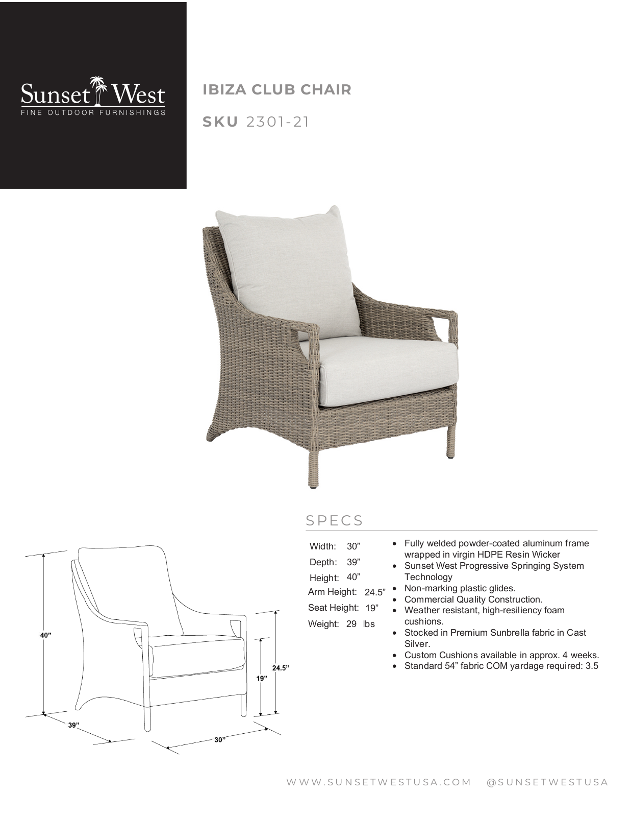Sunset West XSW1643 Specifications - ManualMachine.com