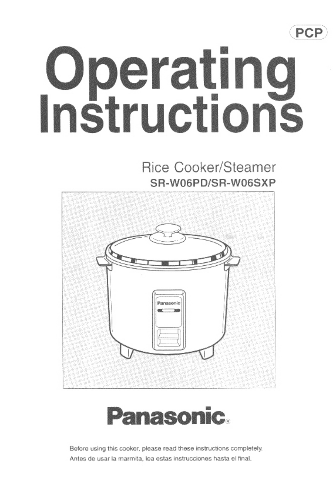 Panasonic Sr-w06pd, Sr-w06sxp Owner's Manual