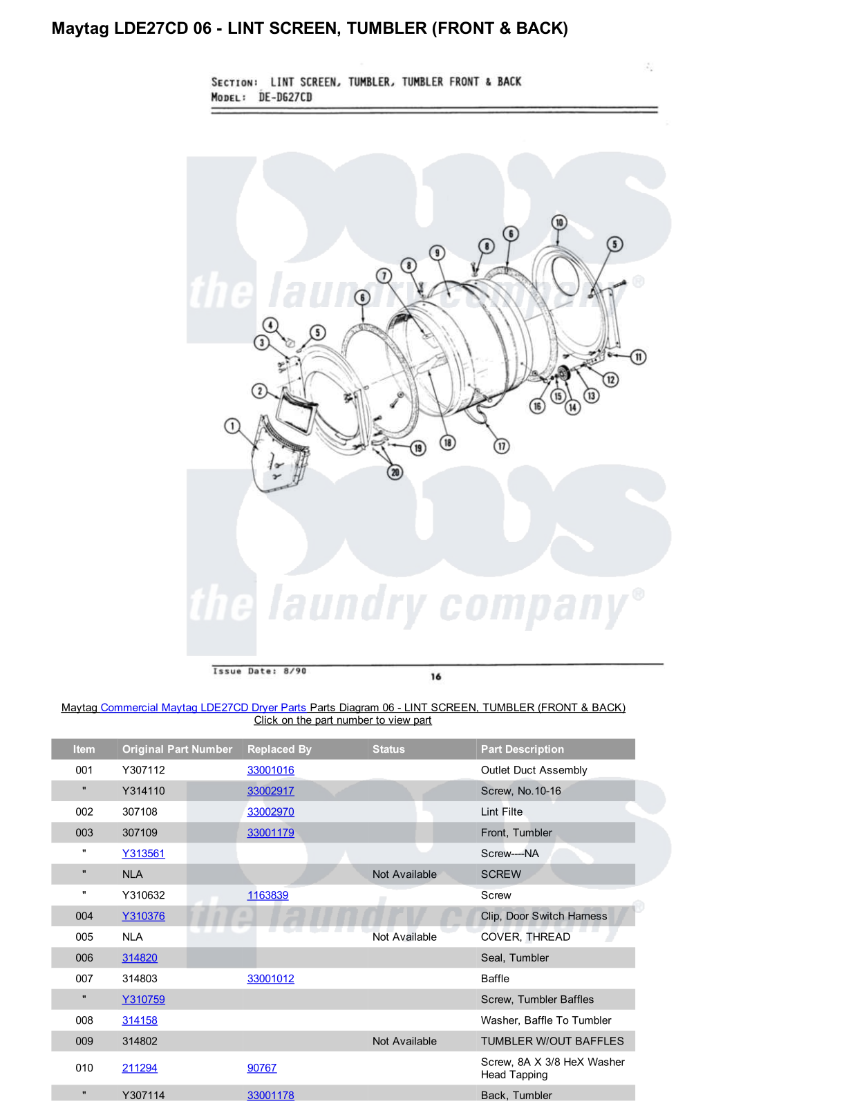 Maytag LDE27CD Parts Diagram