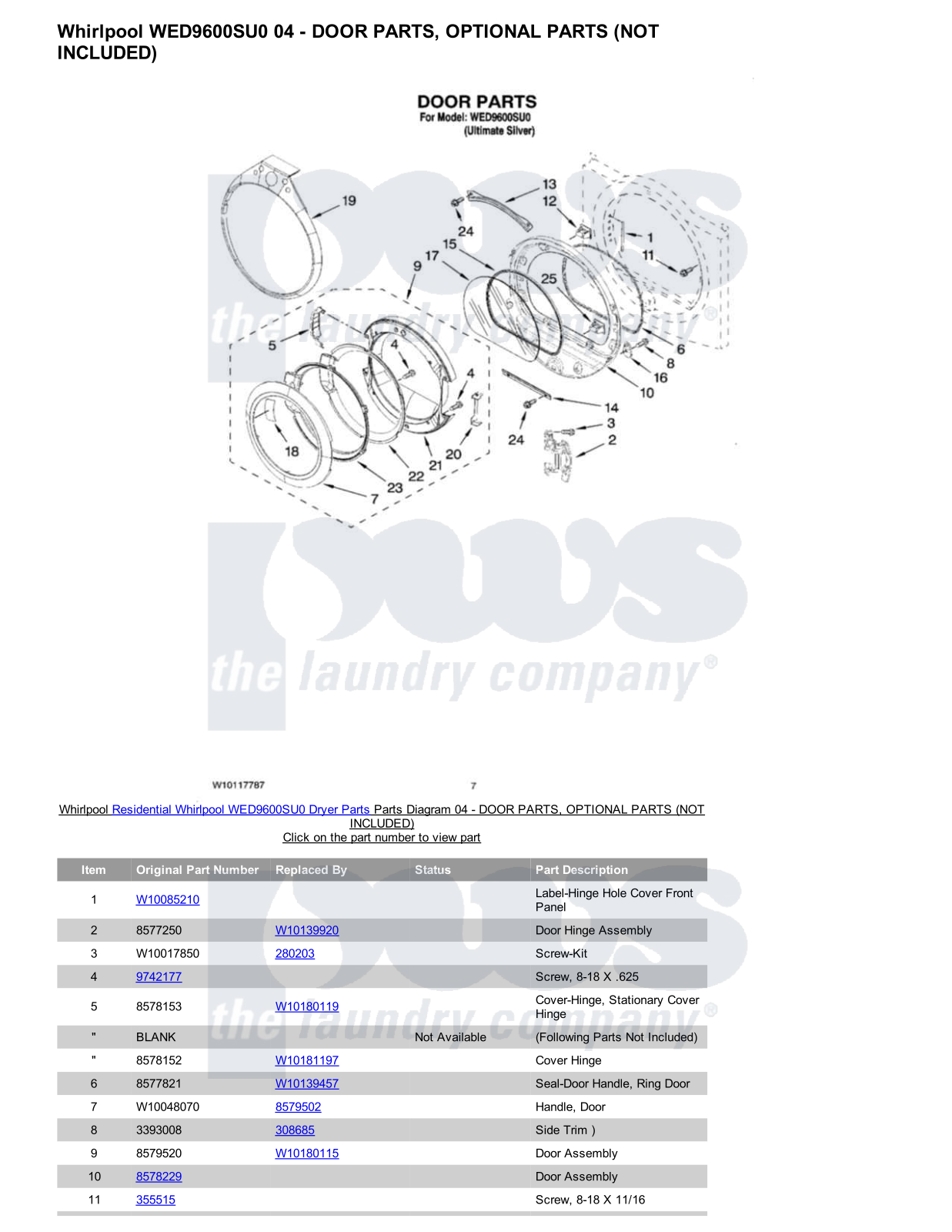 Whirlpool WED9600SU0 Parts Diagram