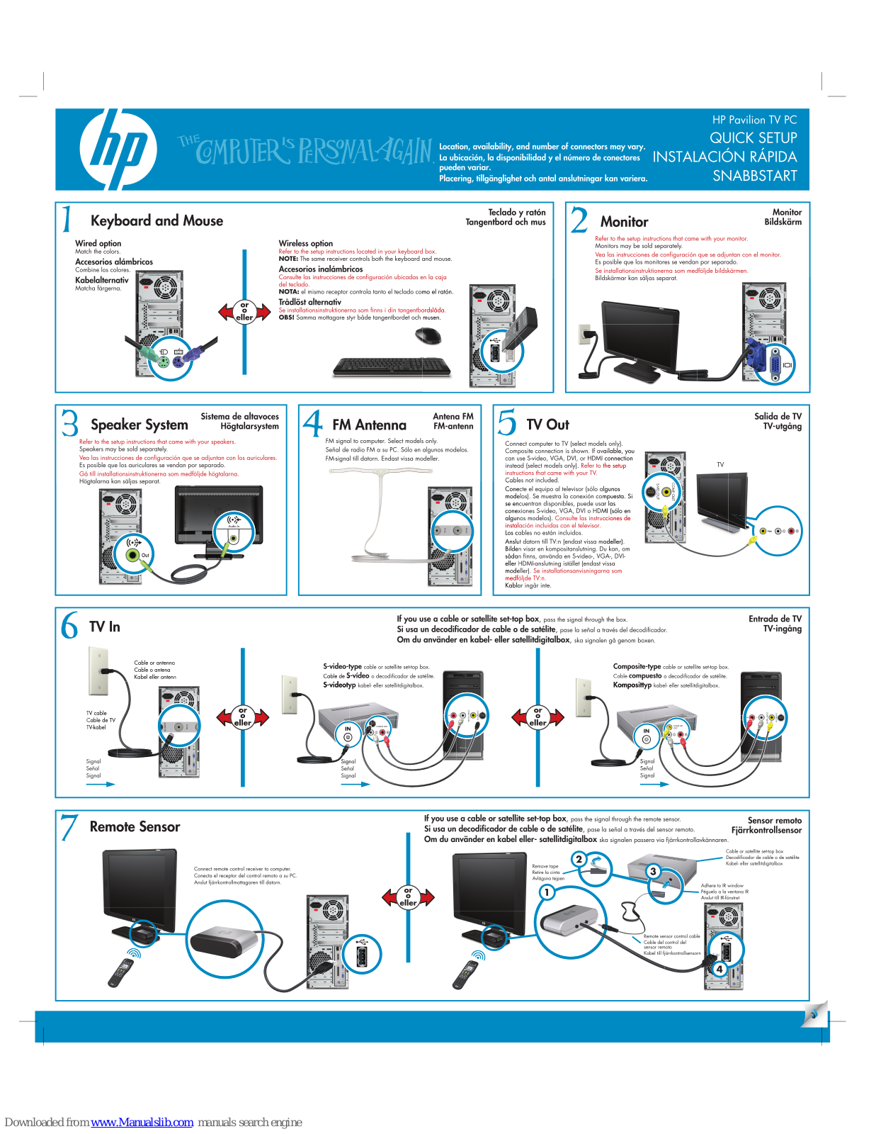 HP Pavilion A6300f, Pavilion A6319fh, Pavilion A6330f Quick Setup Manual