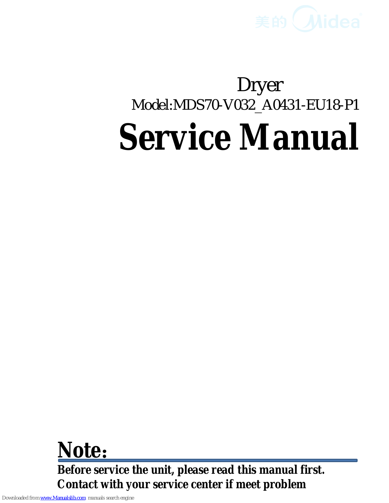 Midea MDS70-V032-A0431-EU18-P1 Service Manual