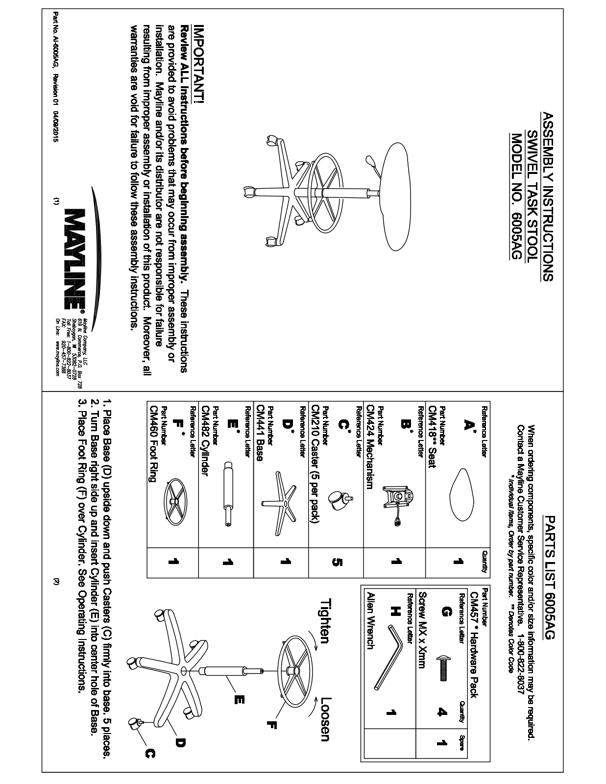 Mayline 6005AGB Assembly Guide