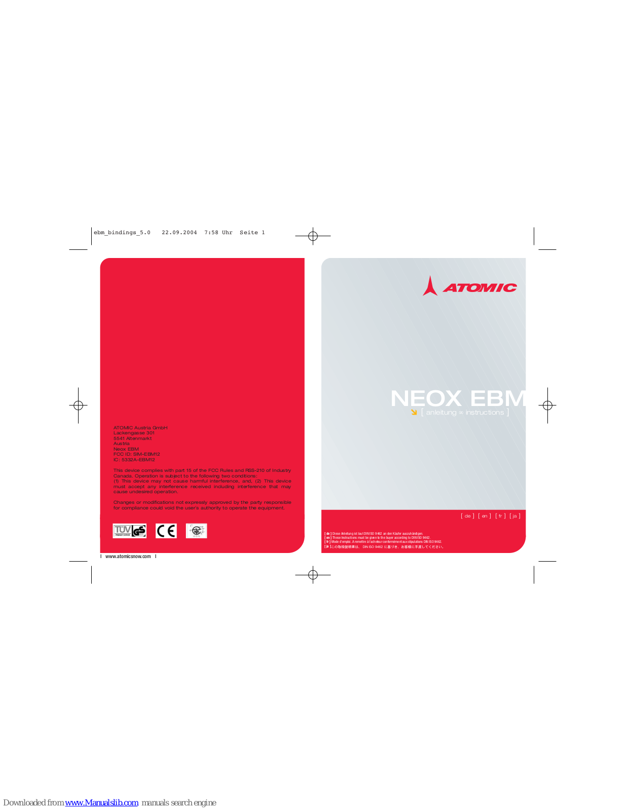 Atomic NEOX EBM Instructions Manual - ManualMachine.com