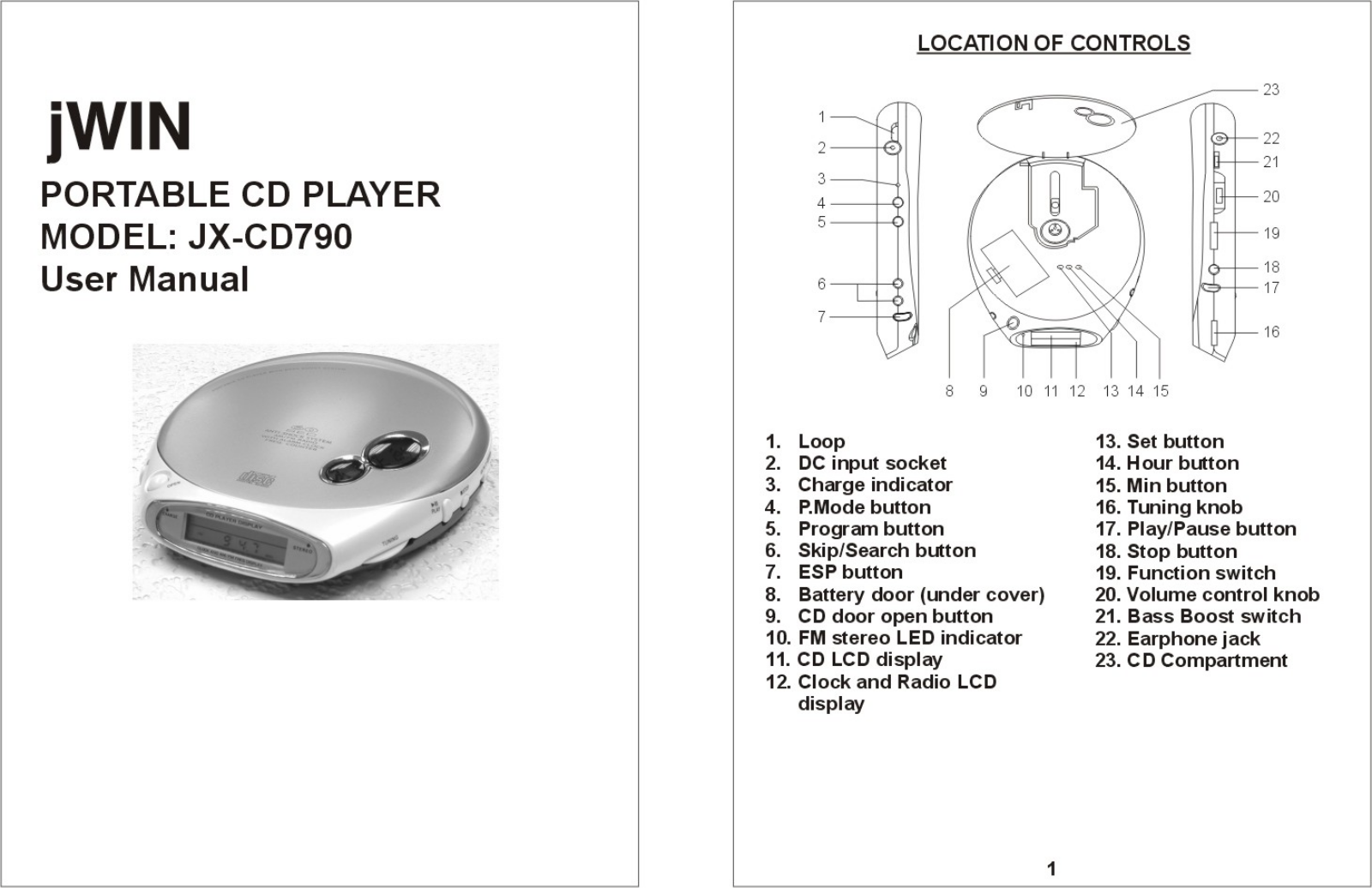 Jwin JX-CD790 User Manual