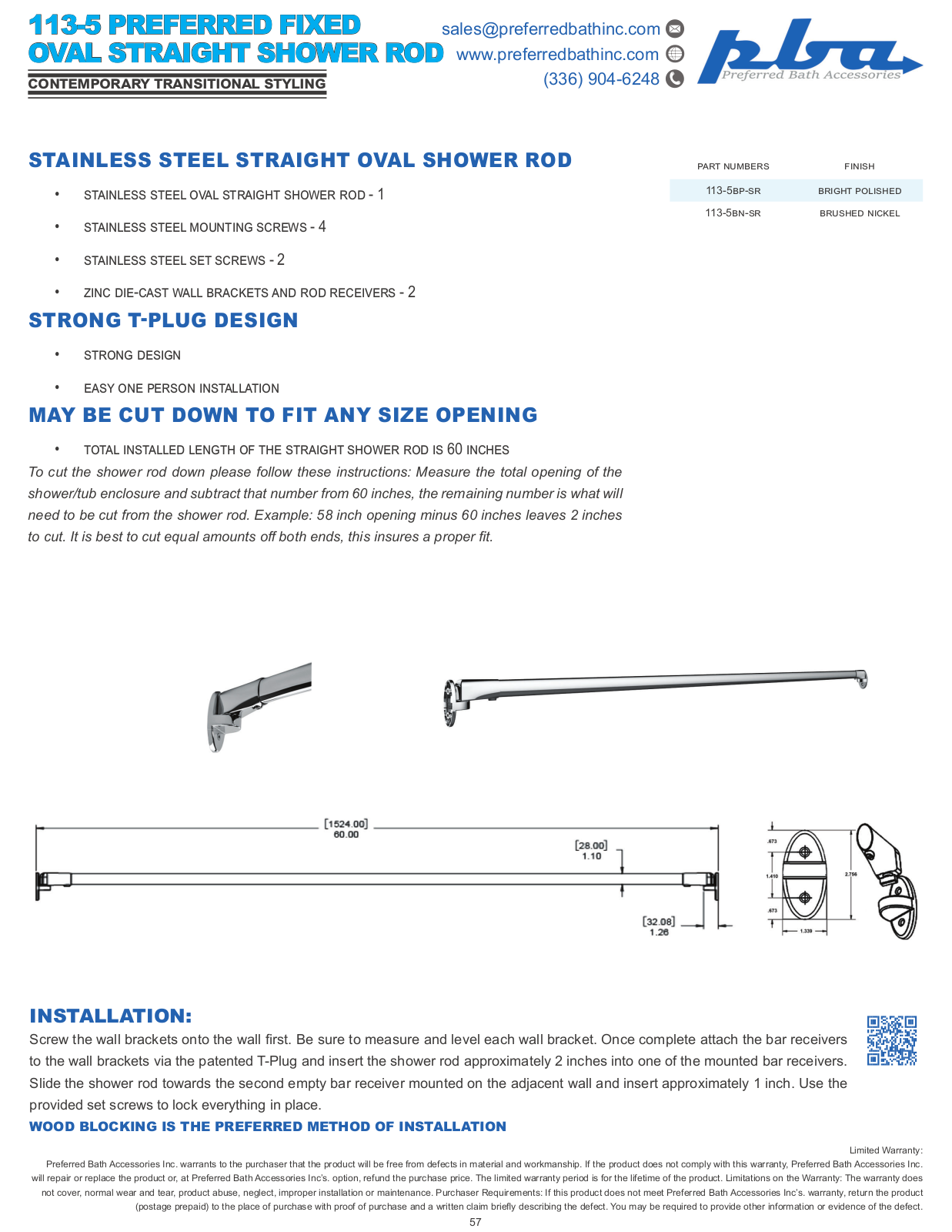 Preferred Bath Accessories OCJJ1024 Specifications - ManualMachine.com